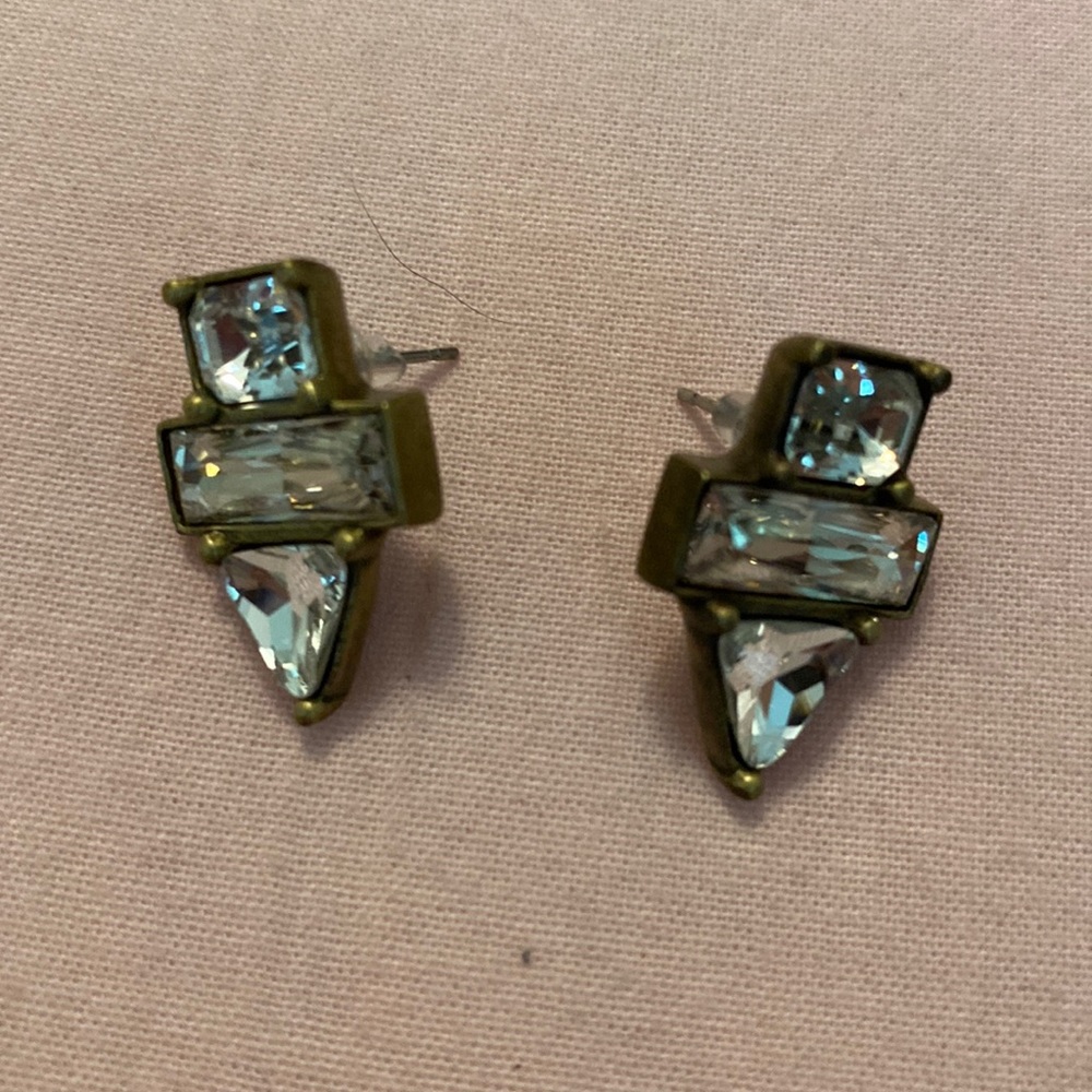 SILPADA KR brass & crystal post back earrings